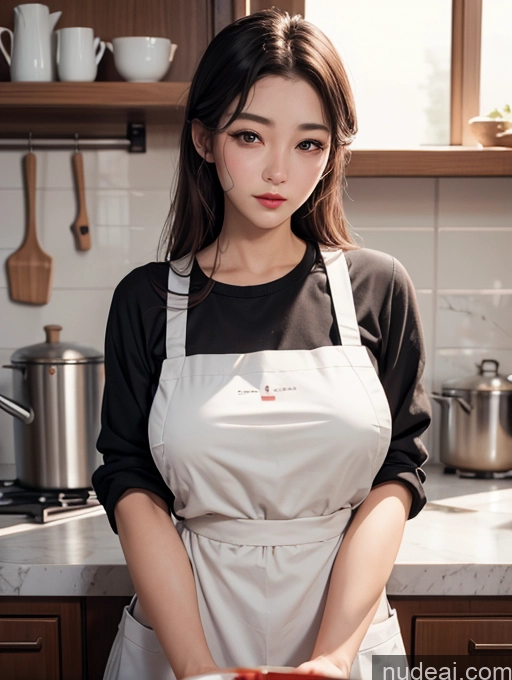 ai nude image of araffe woman in an apron holding a bowl of food in a kitchen pics of Korean Perfect Boobs Apron