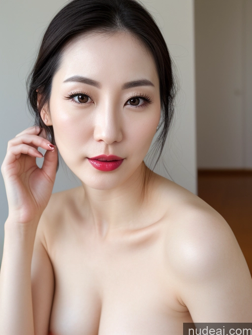 related ai porn images free for Woman One Beautiful Lipstick Fairer Skin 30s Black Hair Slicked Korean Close-up View Detailed Simple Small Tits