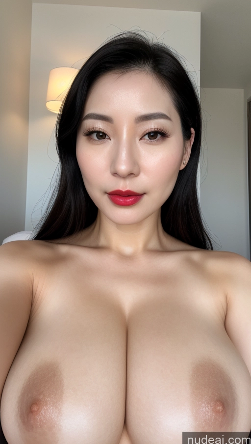 related ai porn images free for Woman One Huge Boobs Beautiful Lipstick Fairer Skin 30s Black Hair Slicked Detailed Simple Korean Close-up View