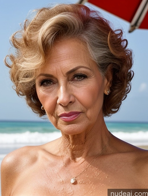 ai nude image of blond woman with a big breast on the beach with an umbrella pics of Milf One Small Tits Muscular Small Ass Skinny Curly Hair Tanned Skin Oiled Body 80s Serious Pouting Lips Ginger German 3d Beach Front View Sexy Face