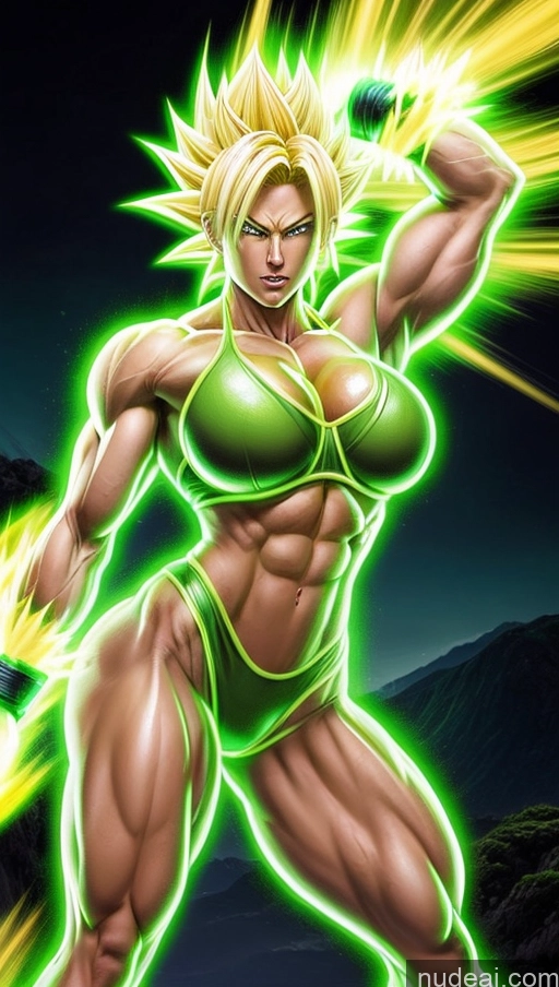 related ai porn images free for Bodybuilder Busty Abs Super Saiyan Super Saiyan 3 Green Hair Neon Lights Clothes: Green Powering Up