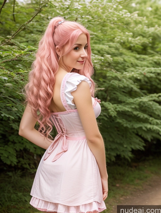 ai nude image of there is a woman with pink hair and a pink dress posing for a picture pics of Small Tits Beautiful 18 Long Hair Pink Hair British Front View Small Ass Dirndl