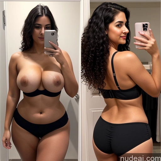 ai nude image of arafed woman in a black bikini taking a selfie in a mirror pics of 18 Perfect Boobs Big Ass Big Hips Chubby Oiled Body Black Hair Curly Hair Arabic Mirror Selfie Bathroom Front View Nude Bra Panties Thong Yoga Pants Bikini Corset Topless Partially Nude Detailed