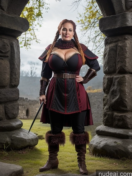 ai nude image of arafed woman in medieval dress posing for a picture in front of a stone arch pics of Thick Braided Czech Irish Dark Fantasy Fantasy Armor Lumberjack Medieval Dark_Fantasy_Style French Musketeer Dress Milf Busty Huge Boobs Big Ass Big Hips Tanned Skin 70s