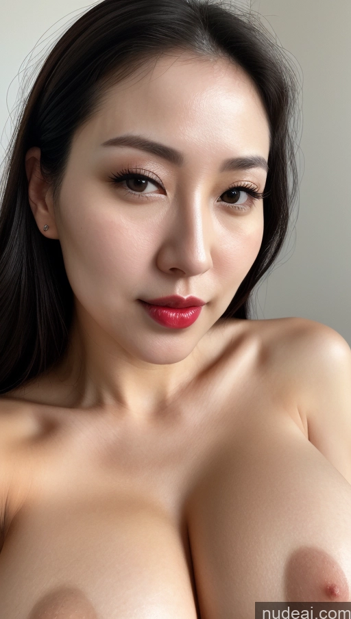 ai nude image of a close up of a woman with a very big breast pics of Woman One Huge Boobs Beautiful Lipstick Fairer Skin Black Hair Slicked Close-up View Detailed Simple Korean 30s