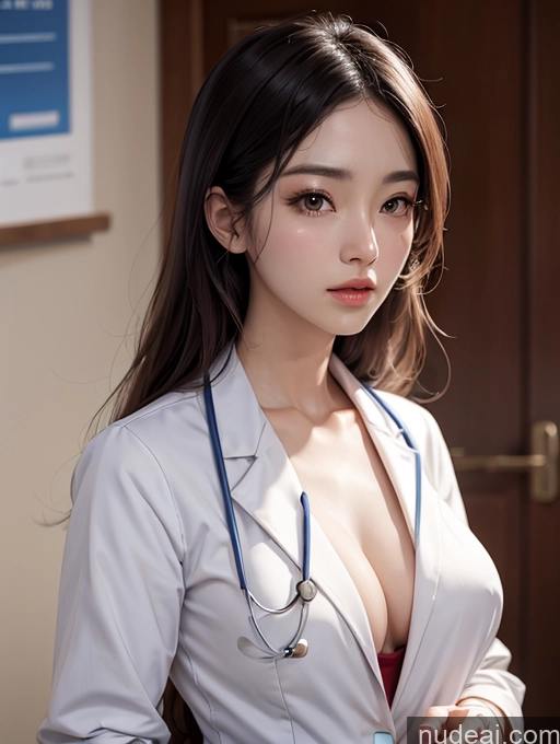 ai nude image of arafed asian woman in a white lab coat with a stethoscope pics of Korean Perfect Boobs Doctor