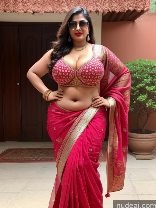 ai nude image of a woman in a pink sari posing for a picture pics of Huge Boobs Muscular Big Ass Abs Chubby Big Hips 18 Lipstick Indian Traditional Sari Salwar Cleavage Sunglasses