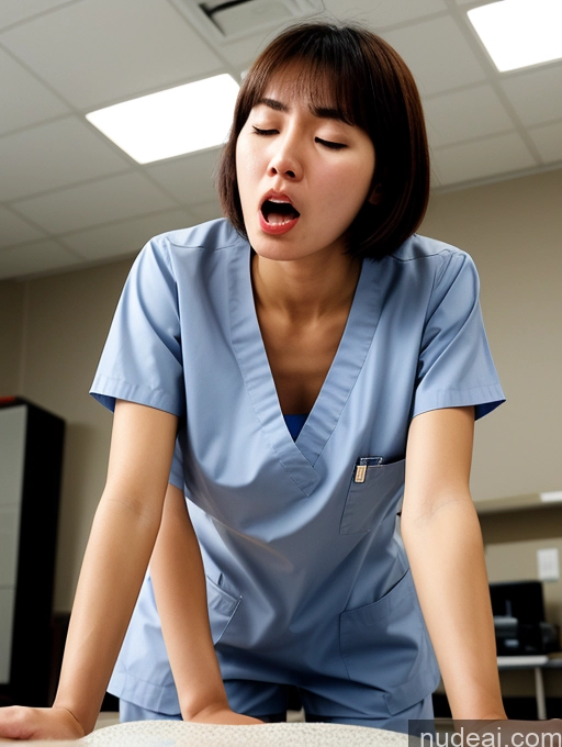 ai nude image of arafed woman in scrubs standing over a table with a knife pics of Woman One Small Tits Small Ass Skinny Long Legs 18 Orgasm Shocked Angry Bobcut Korean Hospital Nurse