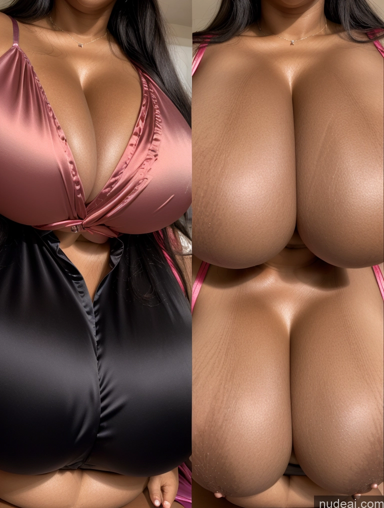 ai nude image of two women in lingersuits posing for a picture in a bathroom pics of Huge Boobs Perfect Boobs Beautiful Long Hair Laughing African Cleavage 30s Happy Satin Close-up View Busty Onoff