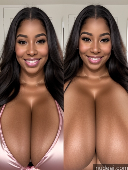 ai nude image of a close up of a woman with big breasts and a pink bra pics of Perfect Boobs Beautiful Long Hair Laughing African Cleavage 30s Happy Satin Close-up View Busty Onoff Microkini Huge Boobs