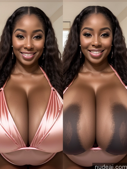 ai nude image of arafed woman with big breasts showing off her big boobies pics of Perfect Boobs Beautiful Long Hair Laughing African Cleavage 30s Happy Satin Close-up View Busty Onoff Microkini Huge Boobs Ginger