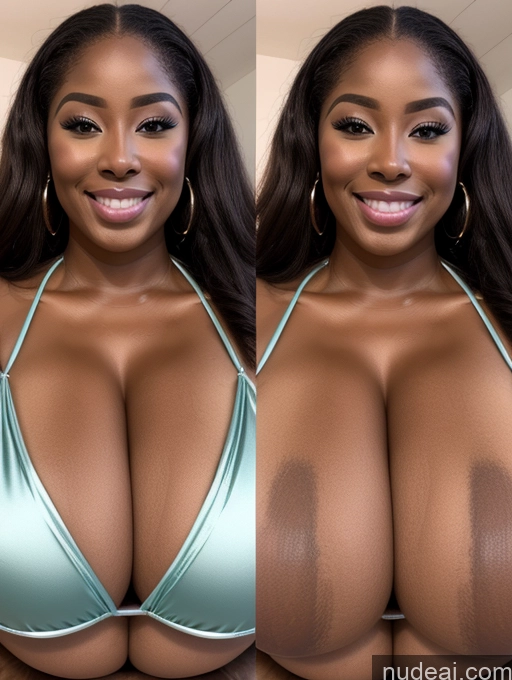 ai nude image of a close up of a woman with a big breast wearing a bikini pics of Perfect Boobs Beautiful Long Hair Laughing African Cleavage 30s Happy Satin Close-up View Busty Onoff Microkini Huge Boobs Ginger