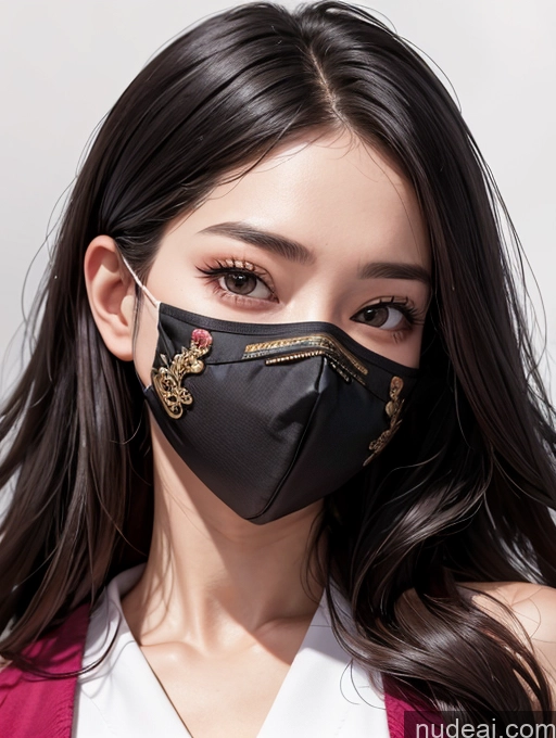 ai nude image of a close up of a woman wearing a black mask with gold zippers pics of Korean Perfect Boobs Face Mask