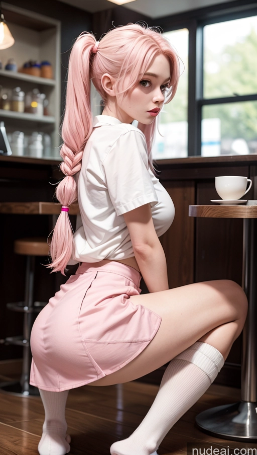 related ai porn images free for Perfect Boobs Beautiful Small Ass Skinny Long Legs Fairer Skin 18 Pink Hair Pigtails Crisp Anime Cafe Blouse High Socks Mini Skirt Squatting