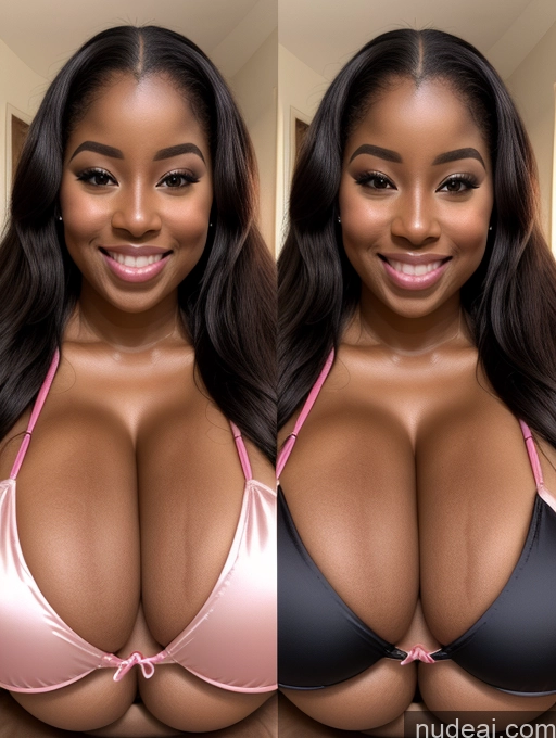 ai nude image of there are two pictures of a woman with big breasts in a bikini pics of One Busty Huge Boobs Perfect Boobs Beautiful Long Hair 30s Happy Laughing Ginger African Close-up View Microkini Satin Cleavage Onoff