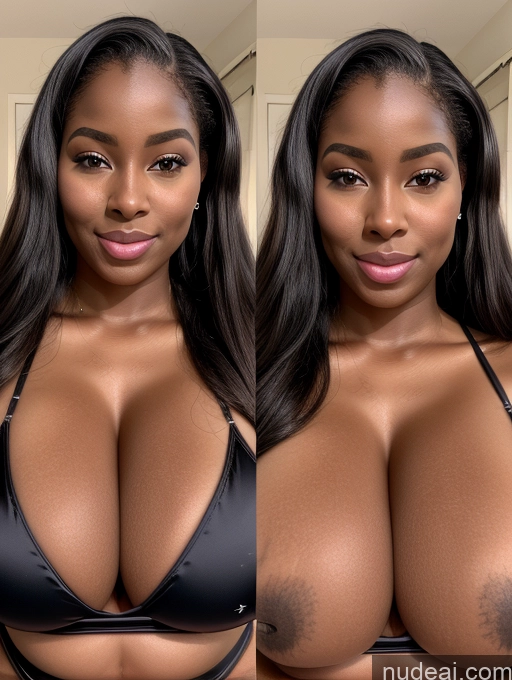 ai nude image of there are two pictures of a woman with big breasts in a black bikini pics of One Busty Huge Boobs Perfect Boobs Beautiful Long Hair 30s Happy Laughing Ginger African Close-up View Microkini Satin Cleavage Onoff Sorority