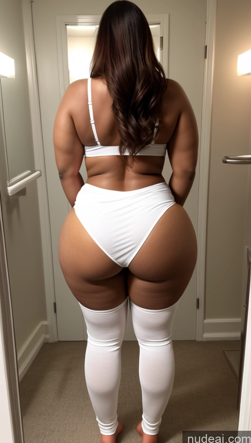 ai nude image of araffe in a white underwear is standing in a bathroom pics of Huge Boobs Big Ass Abs Chubby Lipstick Fairer Skin Indian Nightgown Changing Room Back View