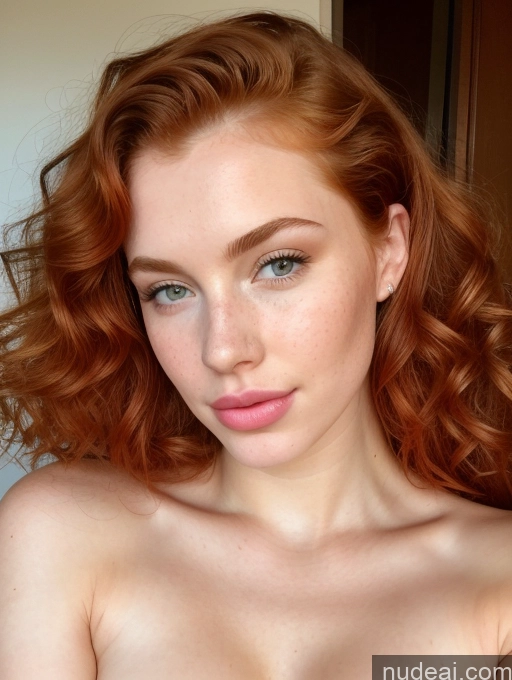 ai nude image of arafed redhead woman with a big breast posing for a picture pics of One Busty Perfect Boobs 18 Happy Ginger Irish Curly Hair Beautiful Fairer Skin Perfect Body Pouting Lips Miss Universe Model