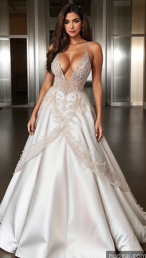 ai nude image of a woman in a white wedding dress posing for a picture pics of Miss Universe Model Perfect Boobs Busty Big Hips Perfect Body Afingering Crisp Anime Deep V-Neck Dress Haute Couture | Ball Gown Regal