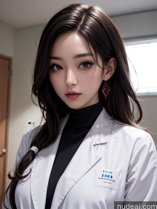 ai nude image of araffe woman in a white lab coat posing for a picture pics of Korean Perfect Boobs Lab Coat