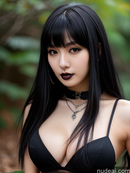 ai nude image of araffe asian woman with black hair and a black bra top pics of Woman Black Hair 18 Jewelry Perfect Boobs Beautiful Perfect Body Goth Bangs Korean Front View