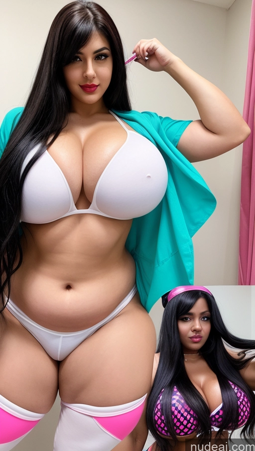 ai nude image of there is a woman in a bikini and a woman in a bikini pics of Huge Boobs Lipstick Big Ass Abs Chubby Fairer Skin Black Hair Long Hair Indian Cosplay Muscular 18