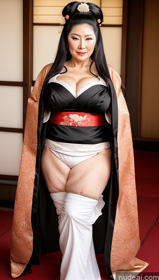 ai nude image of araffe woman in a kimono dress and a kimono robe pics of One Perfect Boobs Busty Beautiful Big Ass Big Hips Pubic Hair Fairer Skin Asian Black Hair Milf 60s Geisha