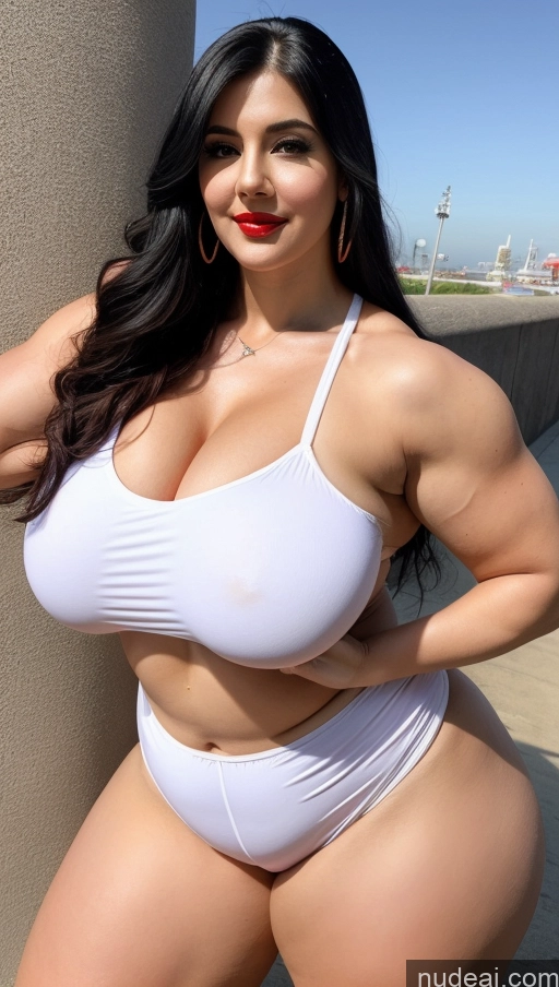 ai nude image of araffe woman in a white bikini posing for a picture pics of Huge Boobs Lipstick Big Ass Abs Chubby Fairer Skin Black Hair Long Hair Muscular Indian Cosplay