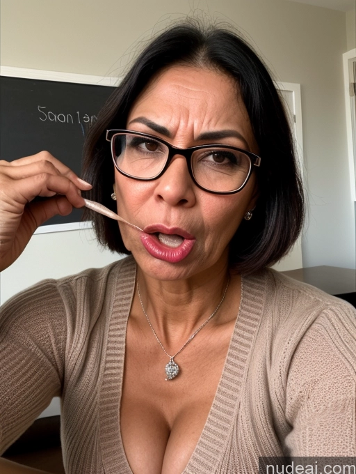 ai nude image of woman with glasses and a toothbrush in her mouth pics of Milf Beautiful Glasses Lipstick Skinny Perfect Body Tanned Skin Seductive Angry Sweater Teacher Cleavage Jewelry Bobcut Blowjob Two Long Skirt Brazilian 60s Perfect Boobs Busty