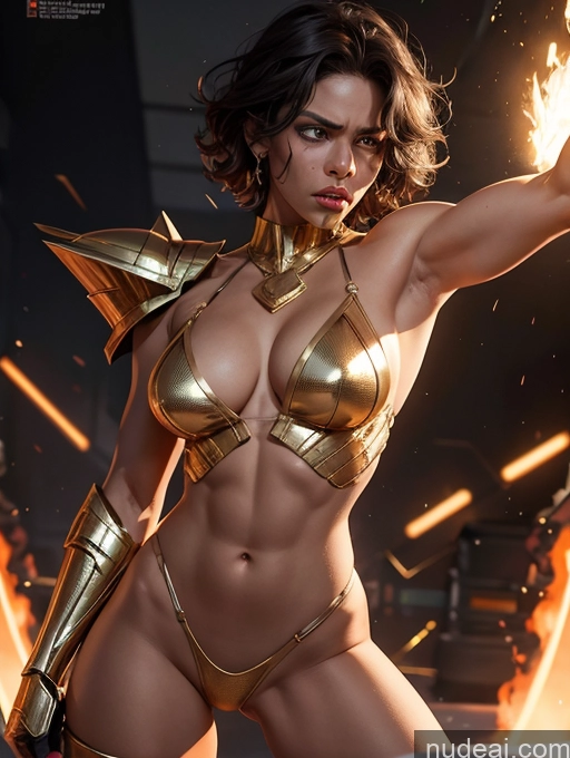 related ai porn images free for Muscular Superheroine Angry Messy Black Dark Skin Powering Up Gold Jewelry Partially Nude Superhero Sci-fi Armor Science Fiction Style 18 Cleavage Transparent Small Tits