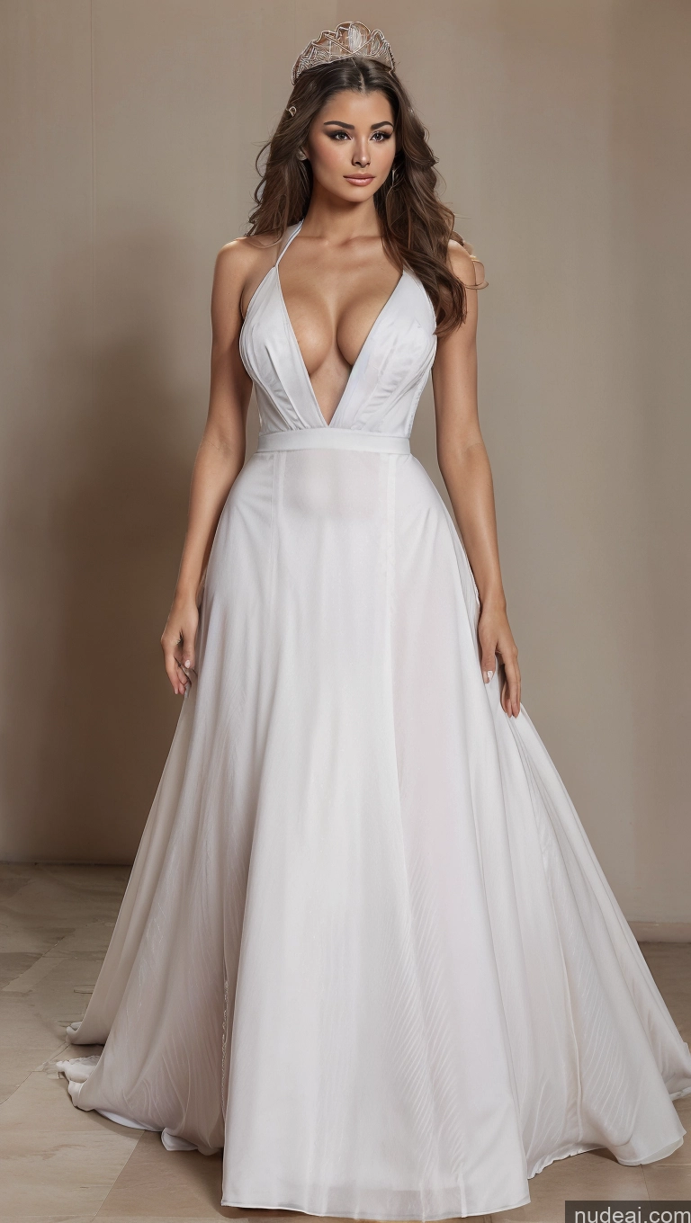 ai nude image of a woman in a white dress posing for a picture pics of Miss Universe Model Perfect Boobs Busty Big Hips Perfect Body FairArguementBut Crisp Anime Deep V-Neck Dress Regal Haute Couture V3 Haute Couture | Ball Gown