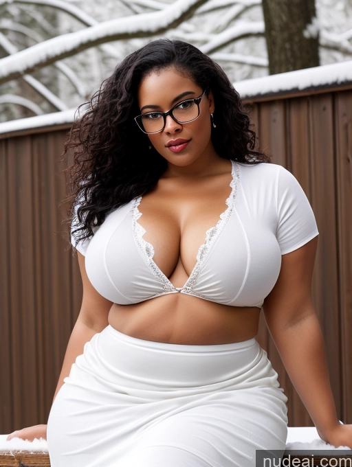 related ai porn images free for Seductive Black Black Hair Curly Hair 30s Chubby Glasses Snow Shirt Straddling Long Skirt