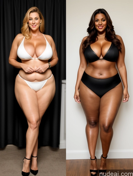 ai nude image of two women in black and white swimsuits posing for a picture pics of Tall Long Legs Big Ass Chubby Big Hips Thick Abs Busty High Heels 60s Two