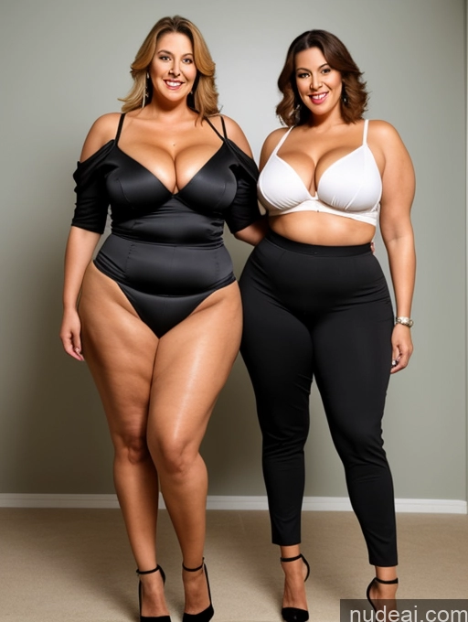 ai nude image of two women in black and white swimsuits posing for a picture pics of Tall Long Legs Big Ass Chubby Big Hips Thick Abs Busty High Heels Two 70s