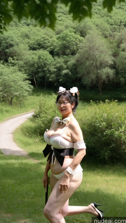 ai nude image of there is a woman in a dress and a hat running in the grass pics of Milf One Busty Perfect Boobs Big Ass Big Hips Pubic Hair Fairer Skin Black Hair Glasses Bows 60s Miss Hina: Genshin Impact Cosplayers Mongolian