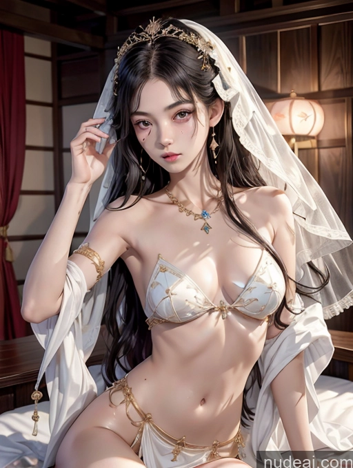 ai nude image of araffed asian woman in a white bralet and gold jewelry pics of Model Skinny Beautiful 18 Black Hair Long Hair Japanese Two China Goddess Fashion Bedroom Cumshot