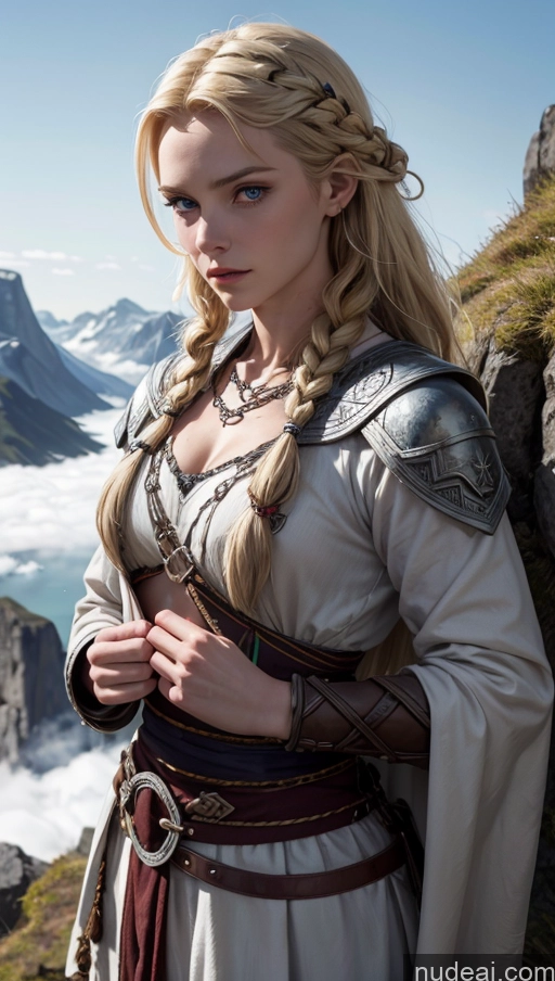 related ai porn images free for Muscular Skinny Fairer Skin Serious Blonde Braided Scandinavian Viking Fantasy Armor Dark Fantasy Woman Mountains