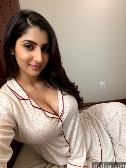 ai nude image of araffe woman in white pajamas laying on a bed with a remote control pics of Perfect Boobs Big Ass 20s Indian Pajamas Fairer Skin