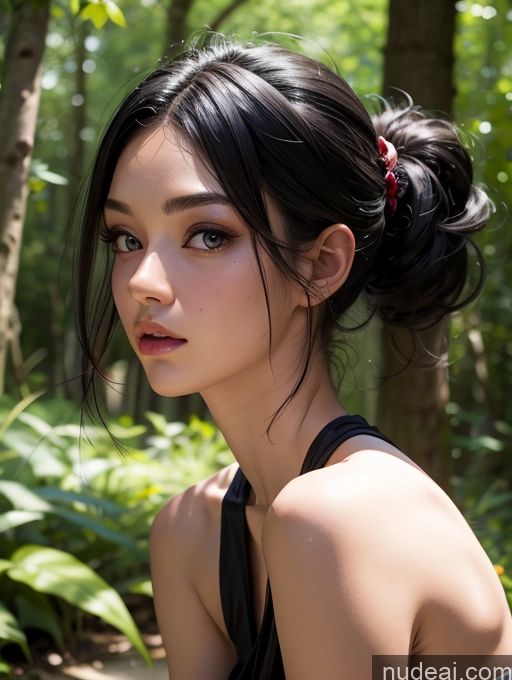 ai nude image of there is a woman with a black top and a red flower in her hair pics of Model One Beautiful Skinny Black Hair Pixie Japanese 18 Nymphs