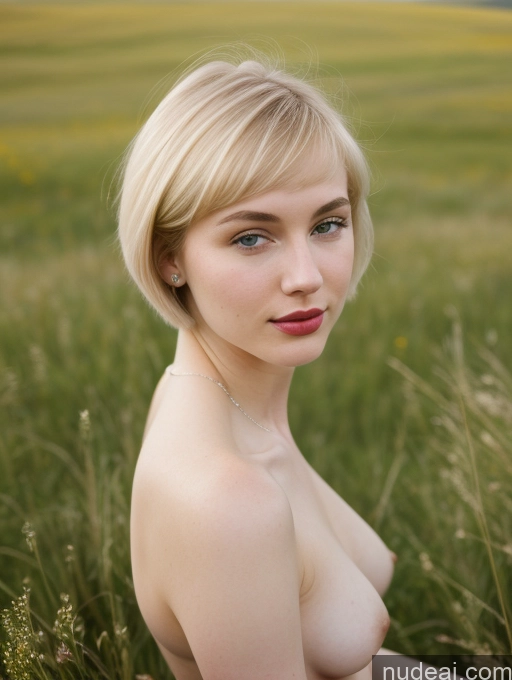 related ai porn images free for Woman Lipstick Beautiful Fairer Skin 18 Blonde Short Hair Russian Meadow Close-up View