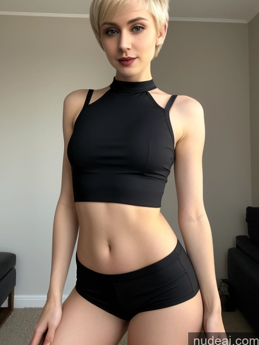 related ai porn images free for Woman Small Tits Beautiful Small Ass Skinny Fairer Skin 18 Blonde Pixie Russian Front View Goth Crop Top Short Shorts