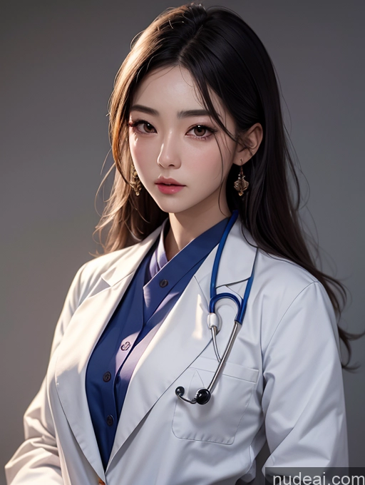 ai nude image of arafed woman in a white lab coat with a stethoscope pics of Korean Perfect Boobs Doctor