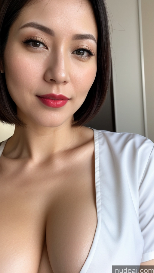 related ai porn images free for Woman One Huge Boobs Beautiful Lipstick Fairer Skin 30s Black Hair Japanese Close-up View Detailed Simple Bobcut Nurse