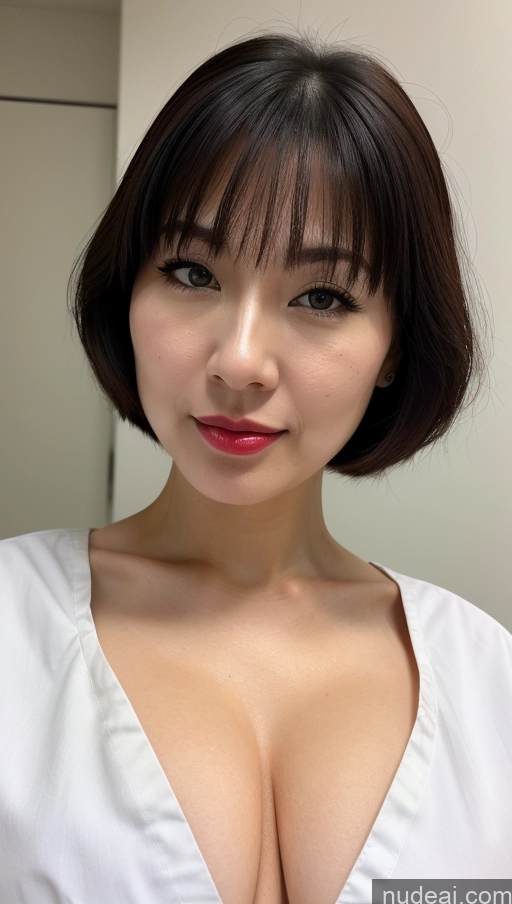 related ai porn images free for Woman One Huge Boobs Beautiful Lipstick Fairer Skin 30s Black Hair Japanese Close-up View Detailed Simple Bobcut Nurse