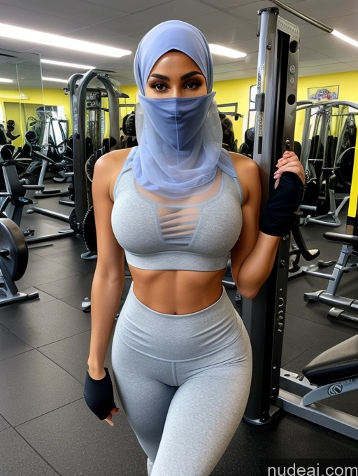 ai nude image of a woman in a gray top and gray pants posing for a picture pics of Perfect Boobs Busty Skinny Abs Gym Yoga Pants Soft + Warm Miss Universe Model Niqab Transparent Sports Spandex