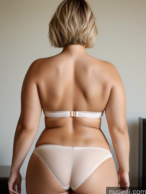 ai nude image of there is a woman in a thongie that is standing up pics of Woman One Fat Chubby Big Ass 30s Sexy Face Blonde Pixie White Back View Panties