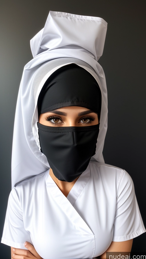 related ai porn images free for Sexy Face Front View Beautiful Perfect Body Woman Perfect Boobs 20s White 3d Brunette Curly Hair Niqab Nurse