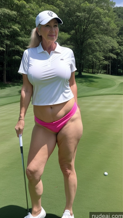 ai nude image of arafed woman in a pink bikini holding a golf club and a golf ball pics of Milf One Busty Big Ass Big Hips Pubic Hair Fairer Skin 60s Asian Cosplay Partially Nude Golf