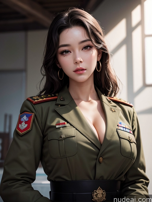 ai nude image of araffed woman in military uniform posing for a picture pics of Korean Perfect Boobs Military