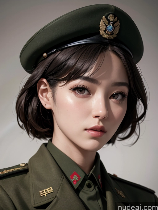 ai nude image of araffe woman in a military uniform posing for a picture pics of Korean Perfect Boobs Military